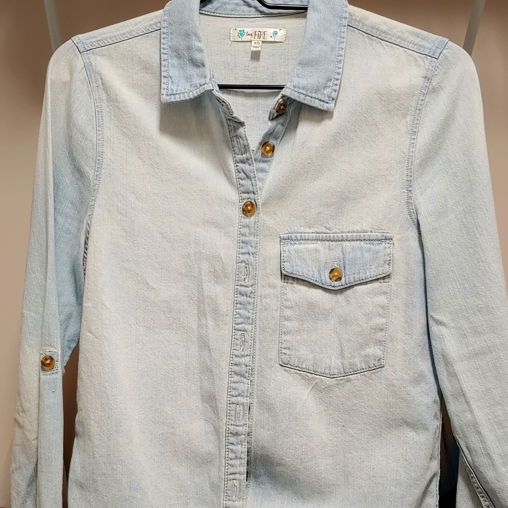 Mild ombre jean button down shirt